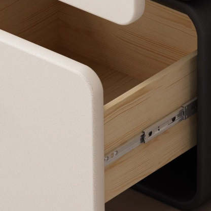 Nordic Cream Microfiber Leather Nightstand — White