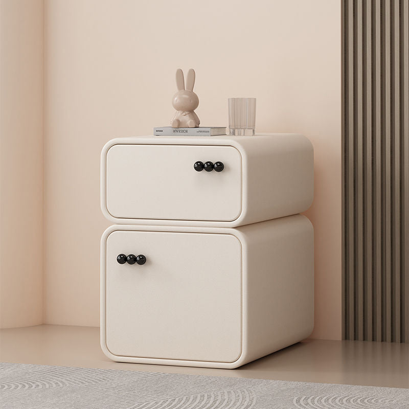 Scandinavian Solid Wood 2-Drawer Nightstand — Beige
