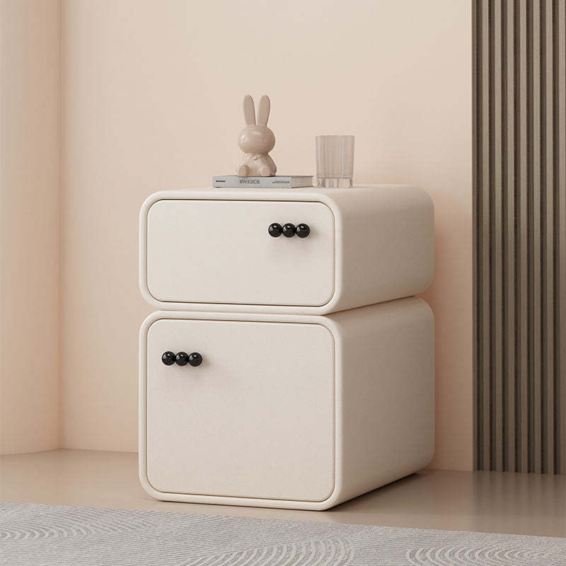 Scandinavian Solid Wood 2-Drawer Nightstand — Beige