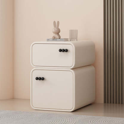 Scandinavian Solid Wood 2-Drawer Nightstand — Beige