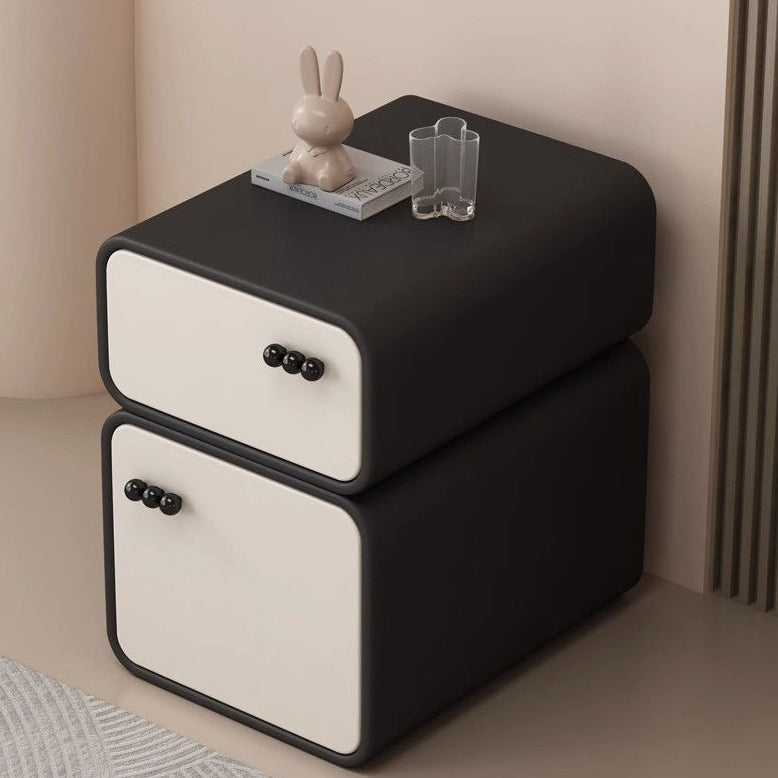 Nordic Cream Microfiber Leather Nightstand — Gray