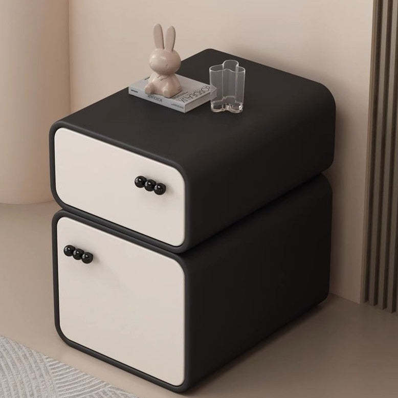 Nordic Cream Microfiber Leather Nightstand — Gray
