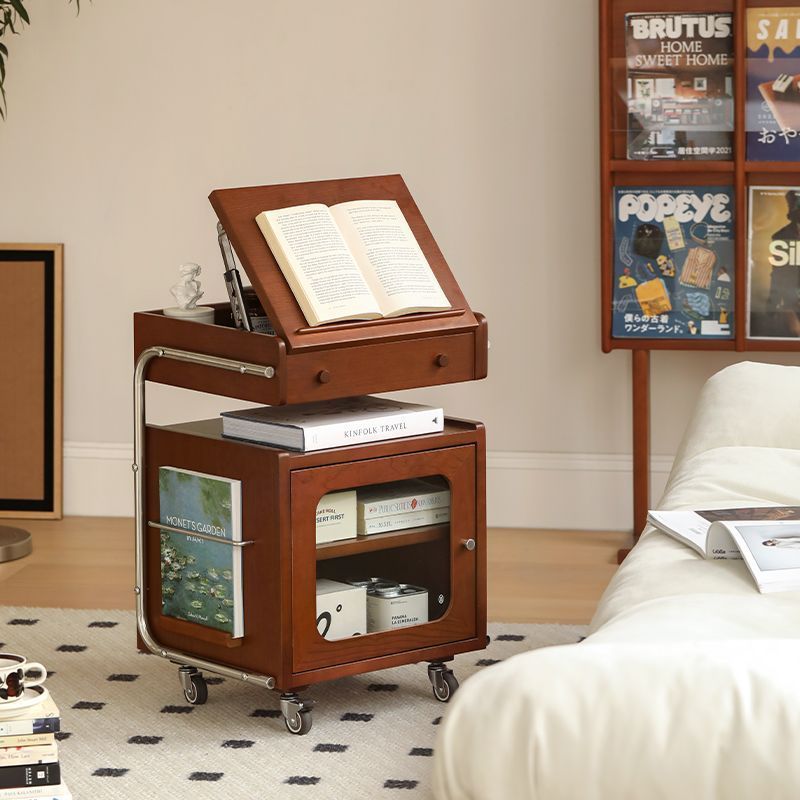 Mid-Century Robot Pine Wood Glass 1-Cabinet Nightstand