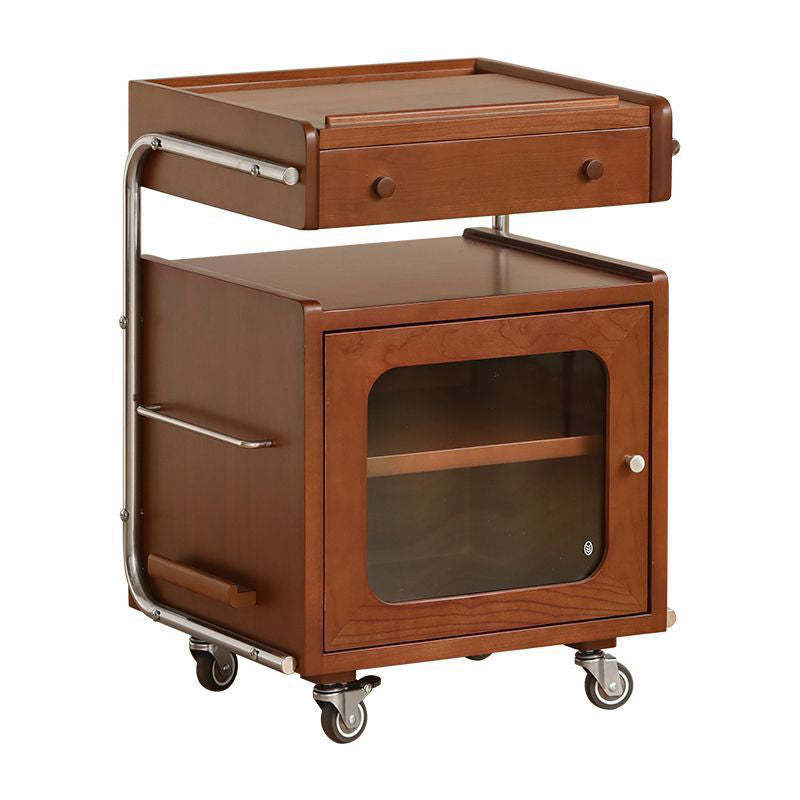 Mid-Century Robot Pine Wood Glass 1-Cabinet Nightstand