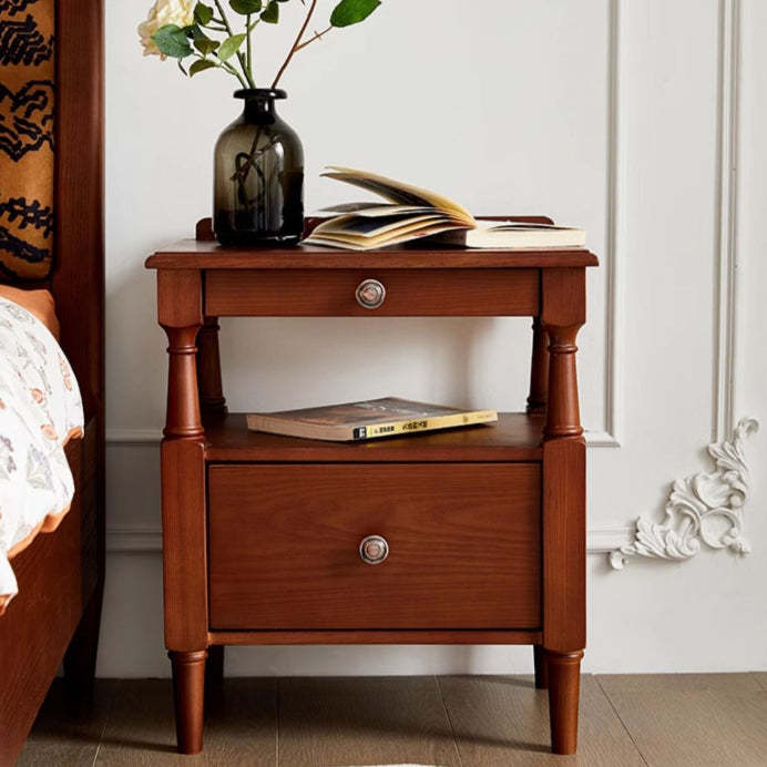 French Ash Wood 2-Drawer Nightstand