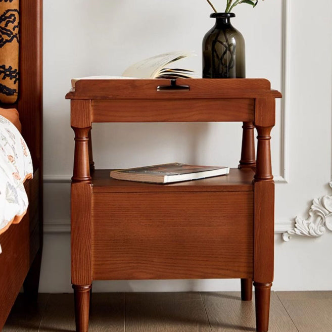 French Ash Wood 2-Drawer Nightstand