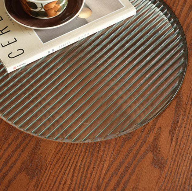 French Petal Wood Glass 2-Tier Coffee Table