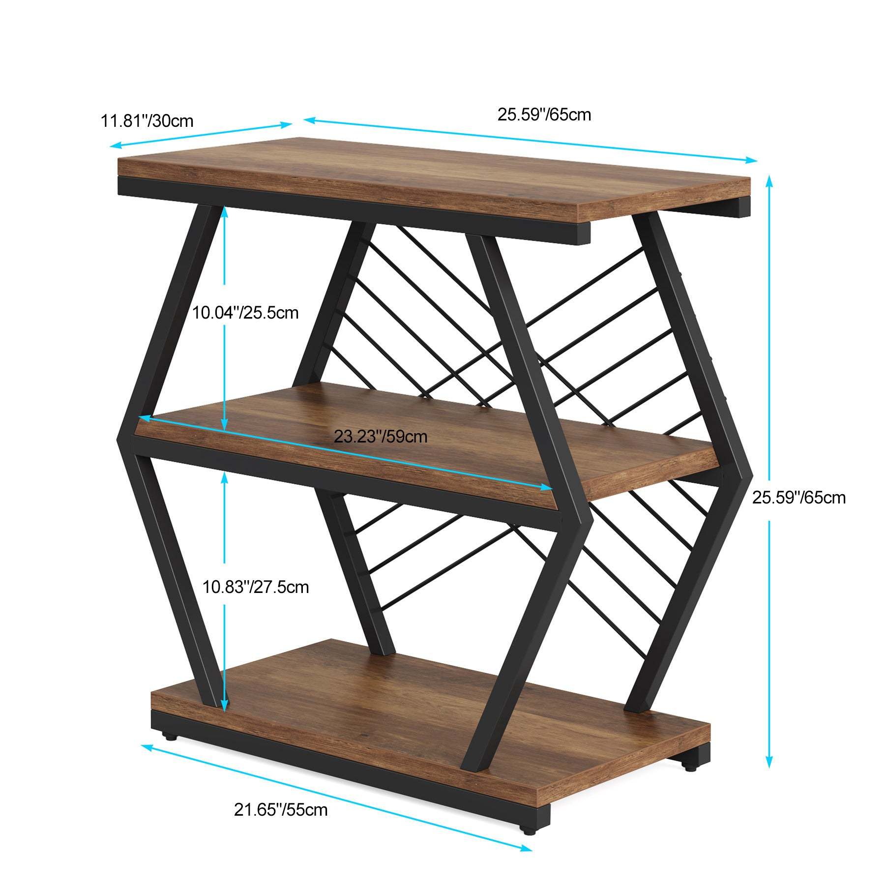 Retro Hexagonal Iron 3-Tier End Table