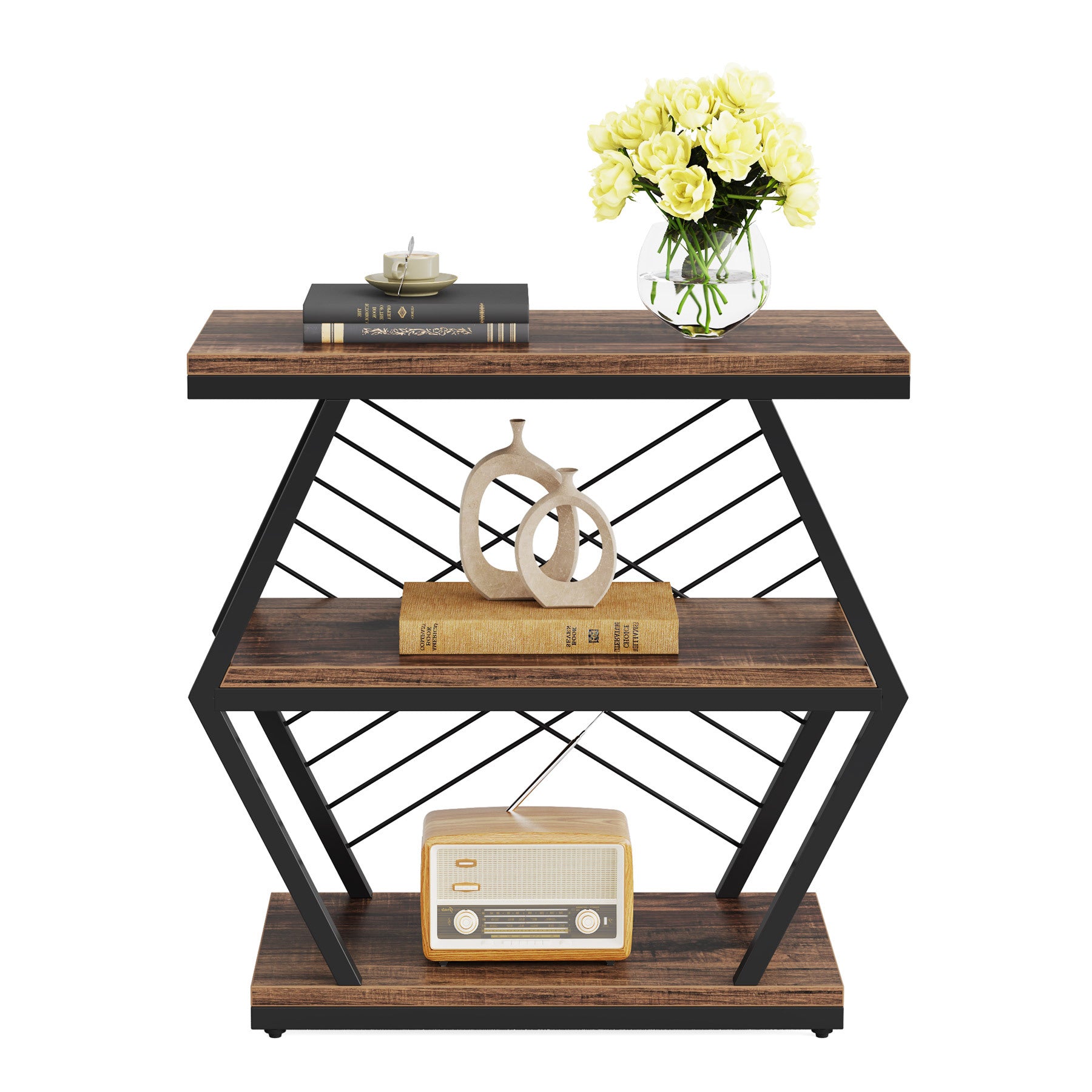 Retro Hexagonal Iron 3-Tier End Table