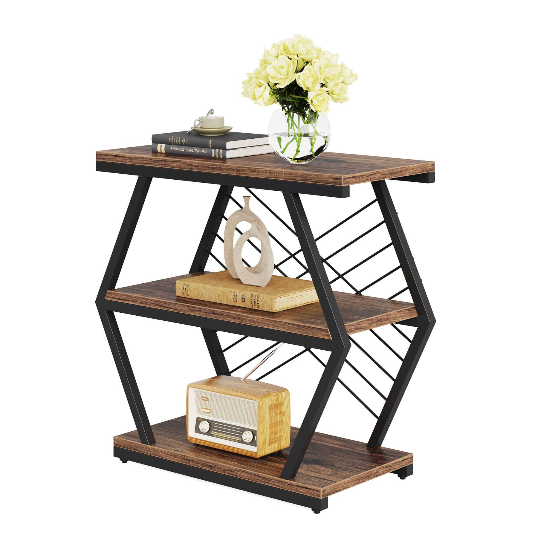 Retro Hexagonal Iron 3-Tier End Table