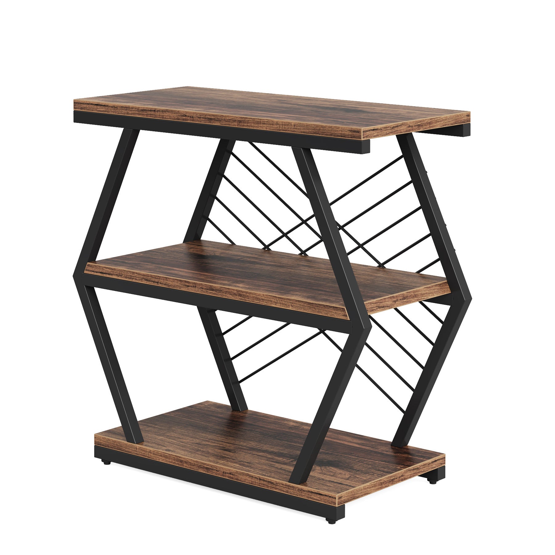 Retro Hexagonal Iron 3-Tier End Table
