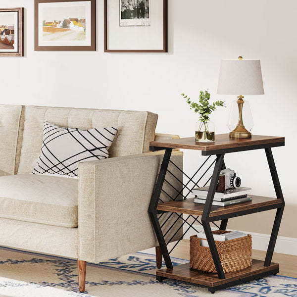 Retro Hexagonal Iron 3-Tier End Table
