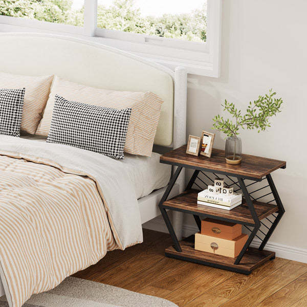 Retro Hexagonal Iron 3-Tier End Table
