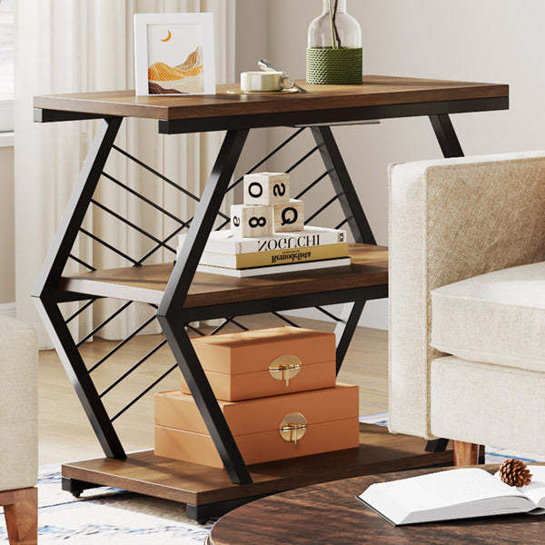 Retro Hexagonal Iron 3-Tier End Table