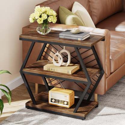 Retro Hexagonal Iron 3-Tier End Table