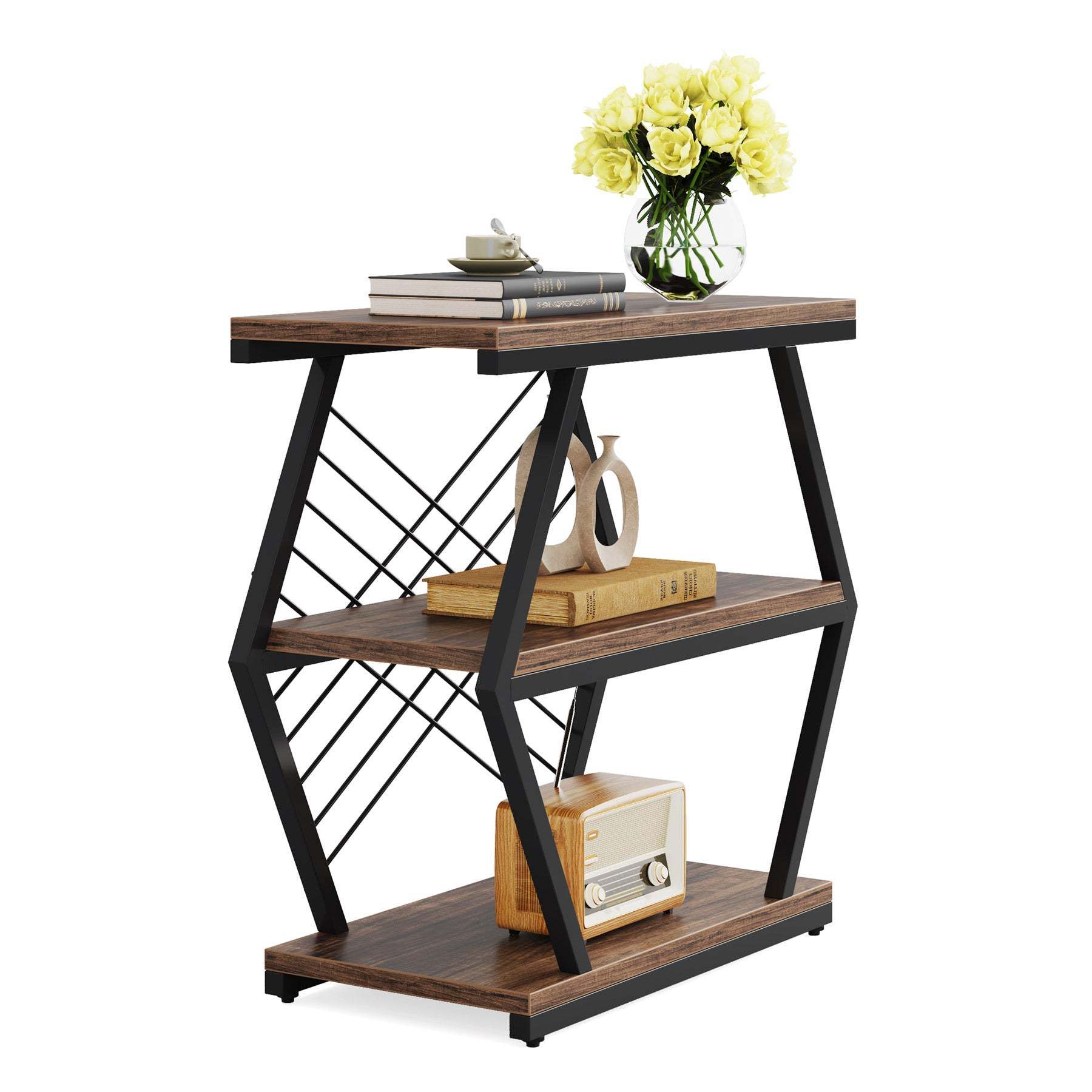 Retro Hexagonal Iron 3-Tier End Table