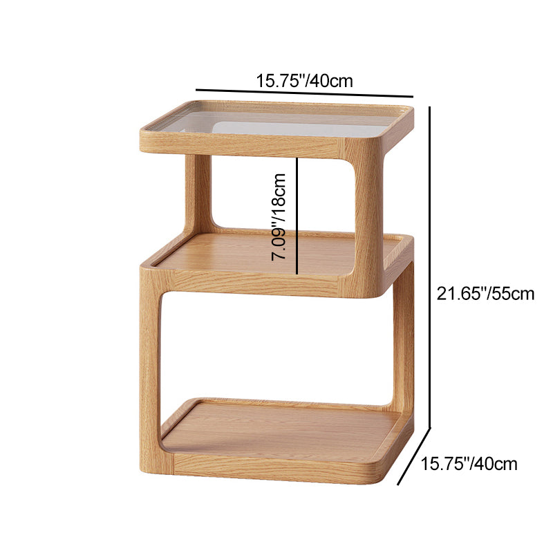 Nordic Wood Glass 3-Tier Coffee Table