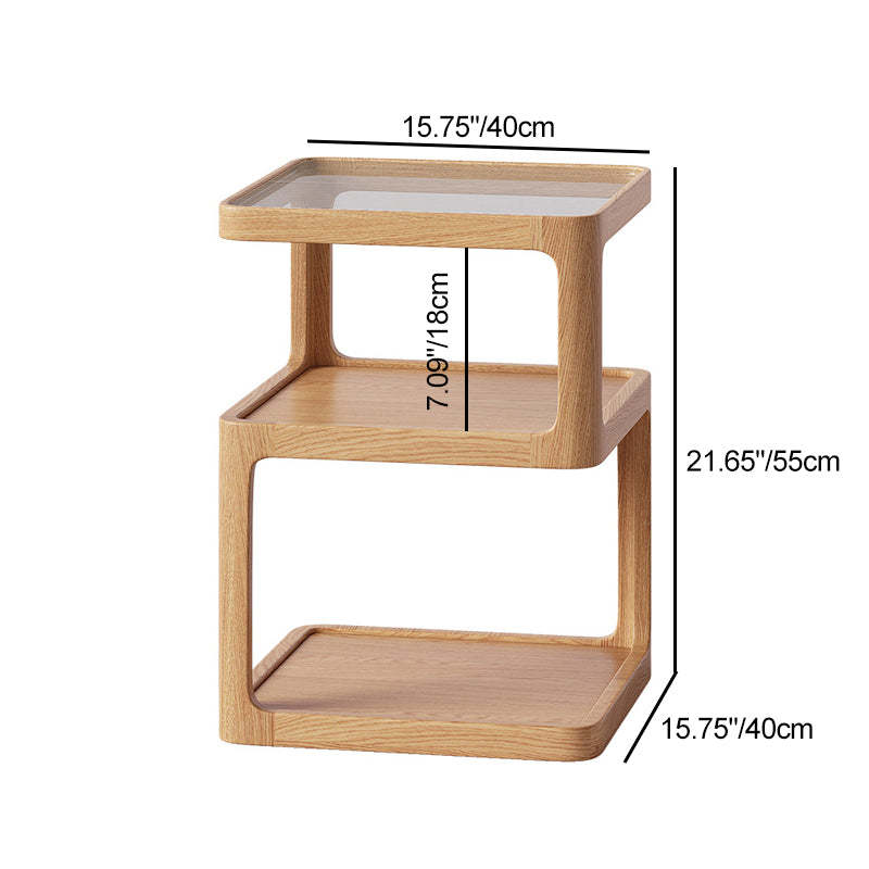 Nordic Wood Glass 3-Tier Coffee Table