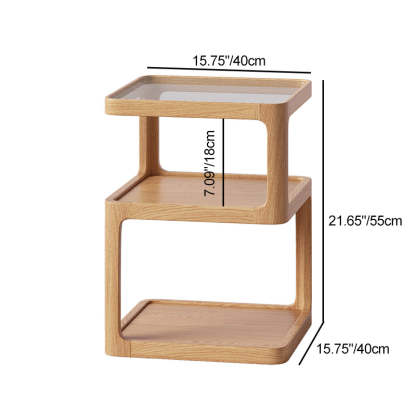Nordic Wood Glass 3-Tier Coffee Table