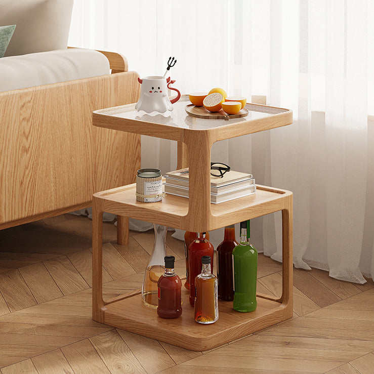 Nordic Wood Glass 3-Tier Coffee Table