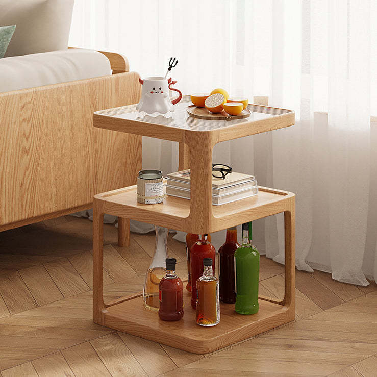 Nordic Wood Glass 3-Tier Coffee Table