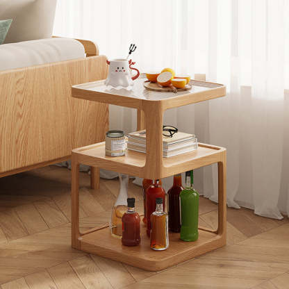 Nordic Wood Glass 3-Tier Coffee Table
