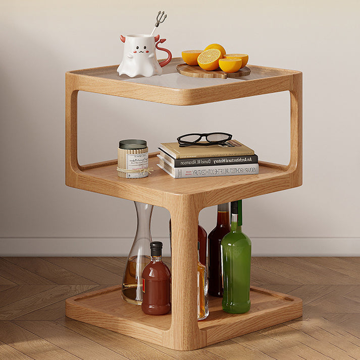 Nordic Wood Glass 3-Tier Coffee Table — Wood Color