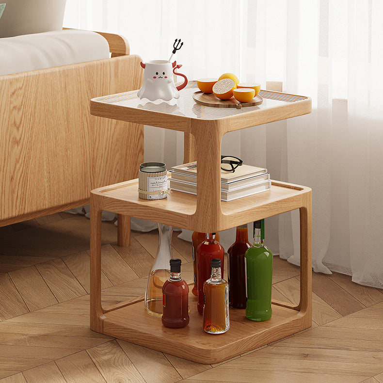 Nordic Wood Glass 3-Tier Coffee Table
