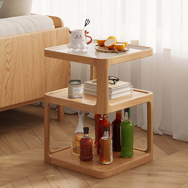 Nordic Wood Glass 3-Tier Coffee Table