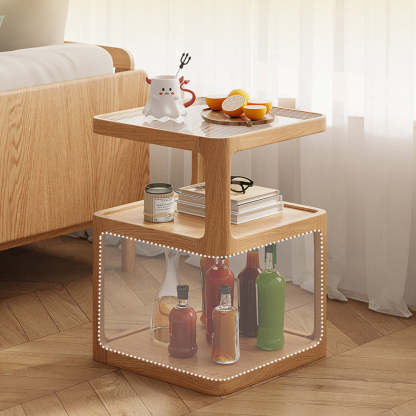 Nordic Wood Glass 3-Tier Coffee Table