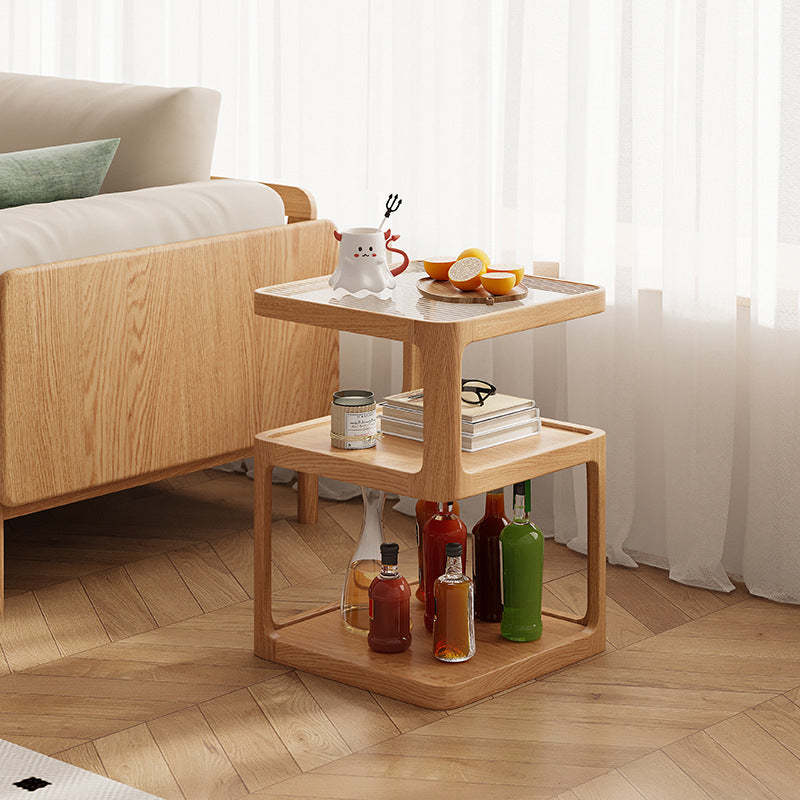 Nordic Wood Glass 3-Tier Coffee Table