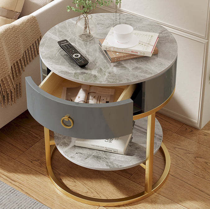 Minimalist Rock 1-Drawer 2-Tier End Table