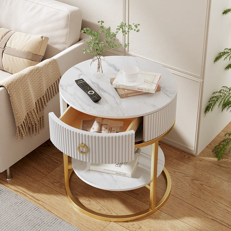 Minimalist Rock 1-Drawer 2-Tier End Table