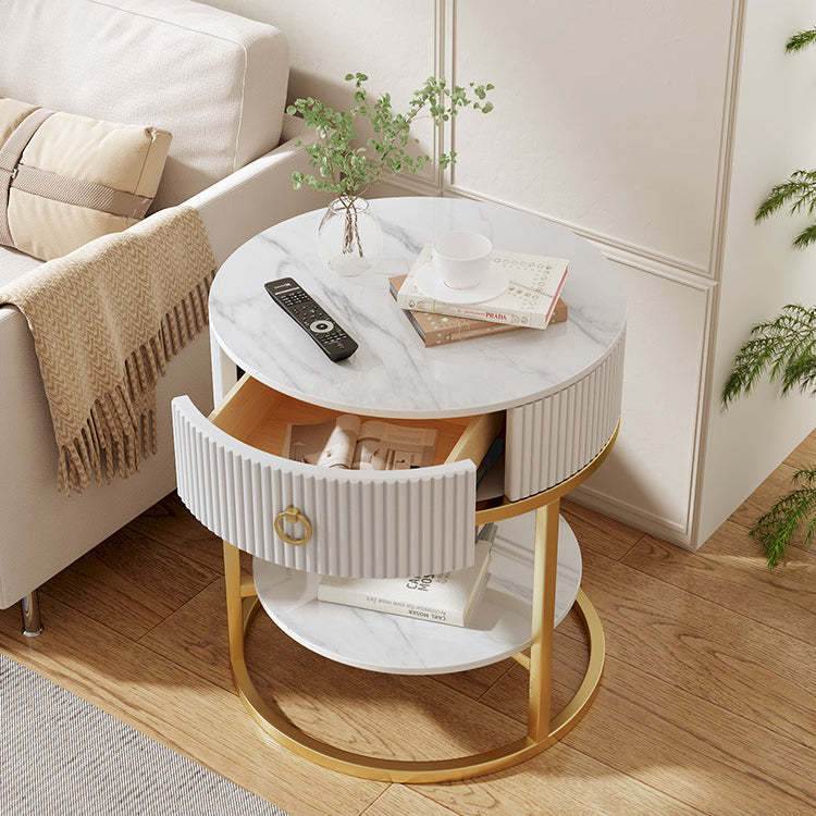 Minimalist Rock 1-Drawer 2-Tier End Table