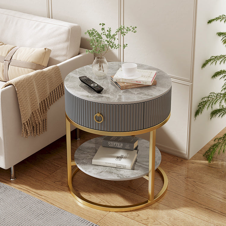 Minimalist Rock 1-Drawer 2-Tier End Table