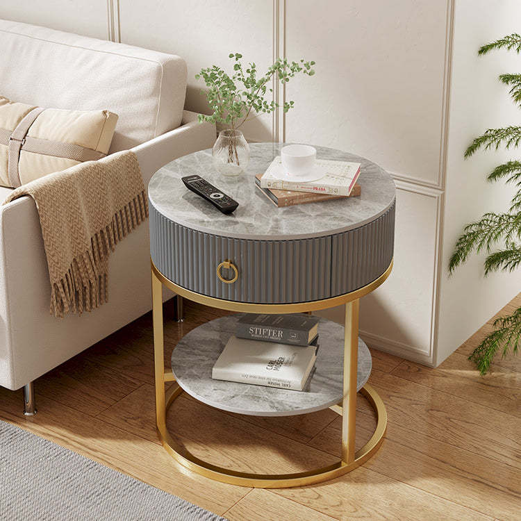 Minimalist Rock 1-Drawer 2-Tier End Table
