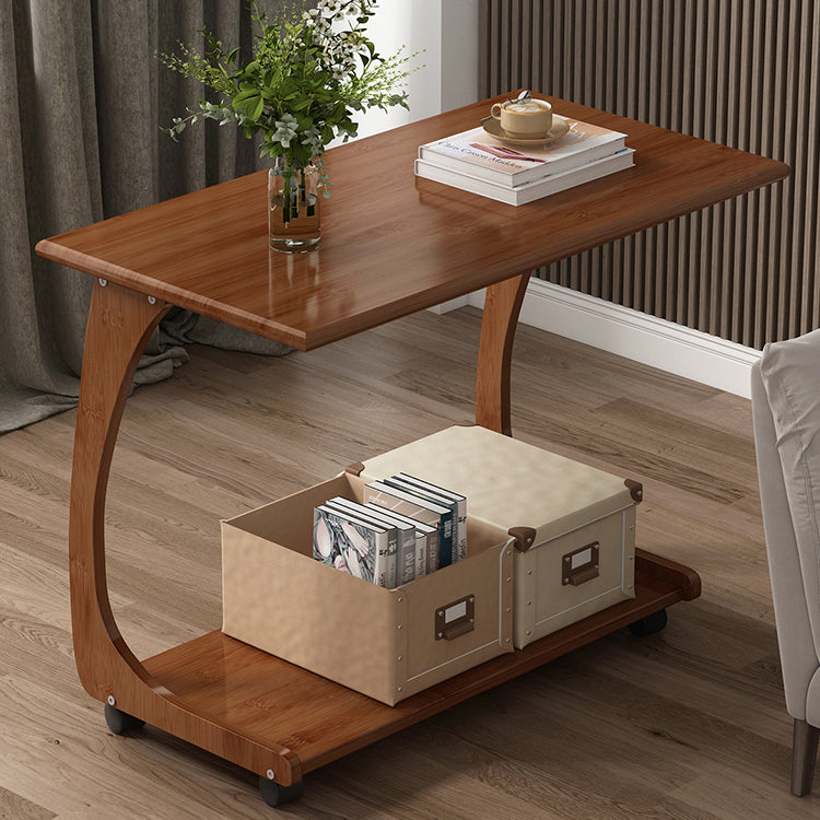 Walnut bamboo nan plank end & side tables - minimalist — 19.69" L x 15.75" W x 25.2" H