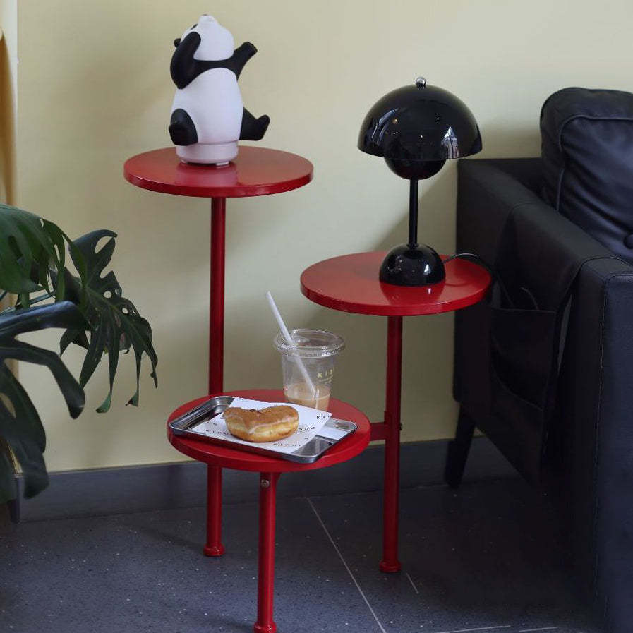 Art Deco Multi-Tier Round Iron 3-Tier End Table