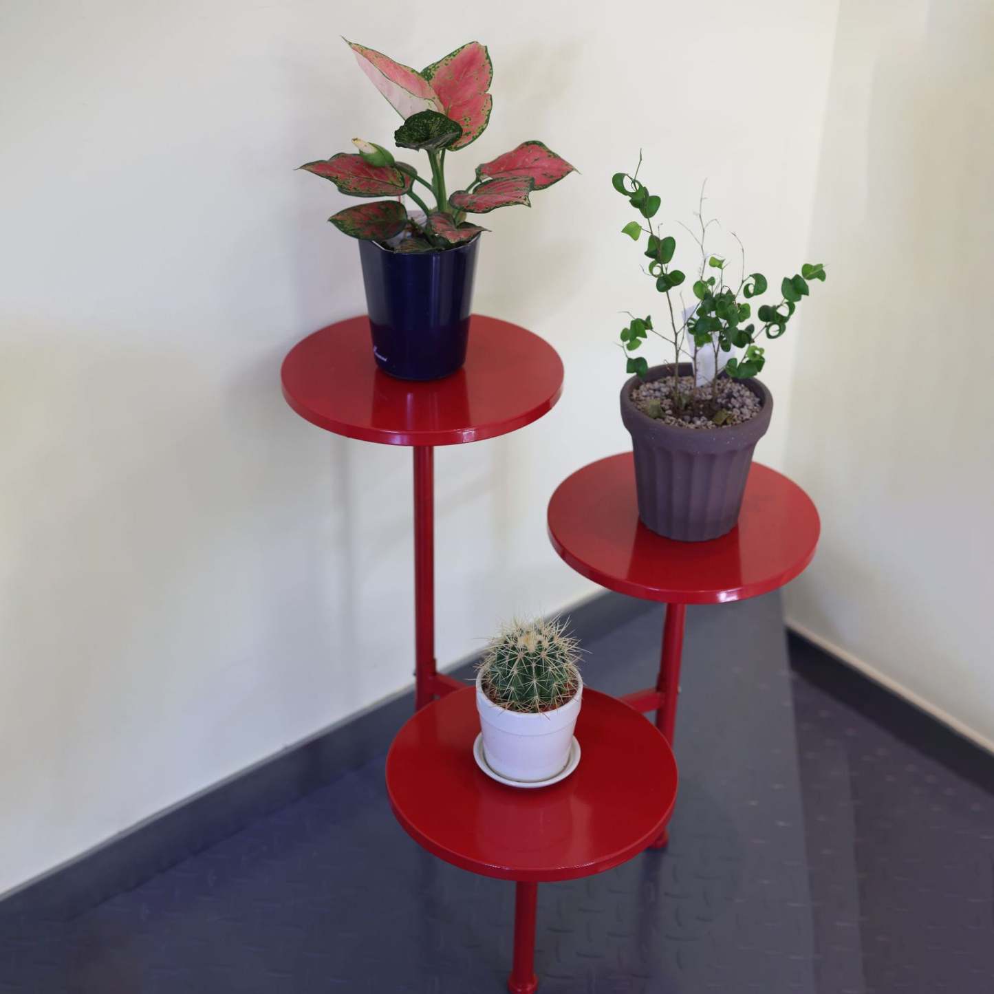 Art Deco Multi-Tier Round Iron 3-Tier End Table