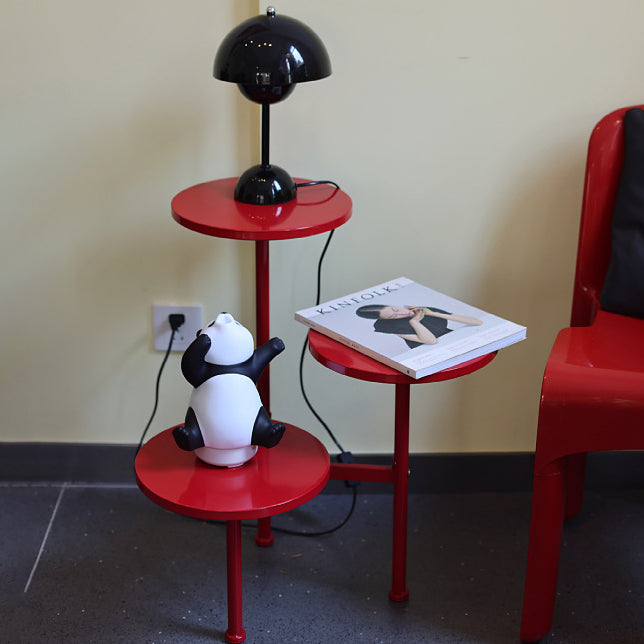 Art Deco Multi-Tier Round Iron 3-Tier End Table