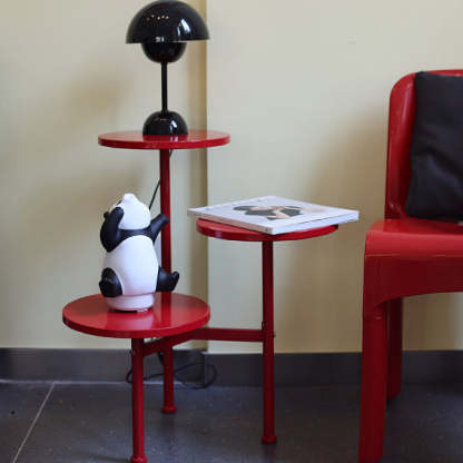 Art Deco Multi-Tier Round Iron 3-Tier End Table