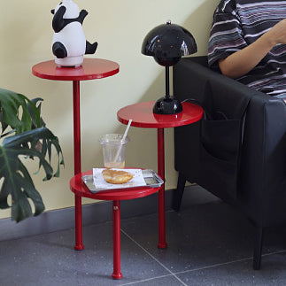 Art Deco Multi-Tier Round Iron 3-Tier End Table