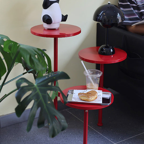 Art Deco Multi-Tier Round Iron 3-Tier End Table