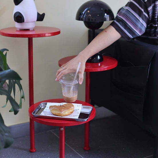 Art Deco Multi-Tier Round Iron 3-Tier End Table