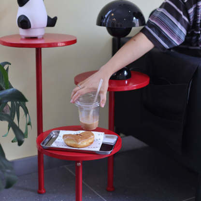Art Deco Multi-Tier Round Iron 3-Tier End Table