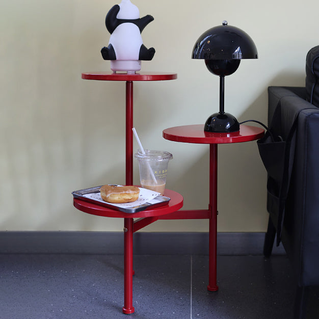 Art Deco Multi-Tier Round Iron 3-Tier End Table