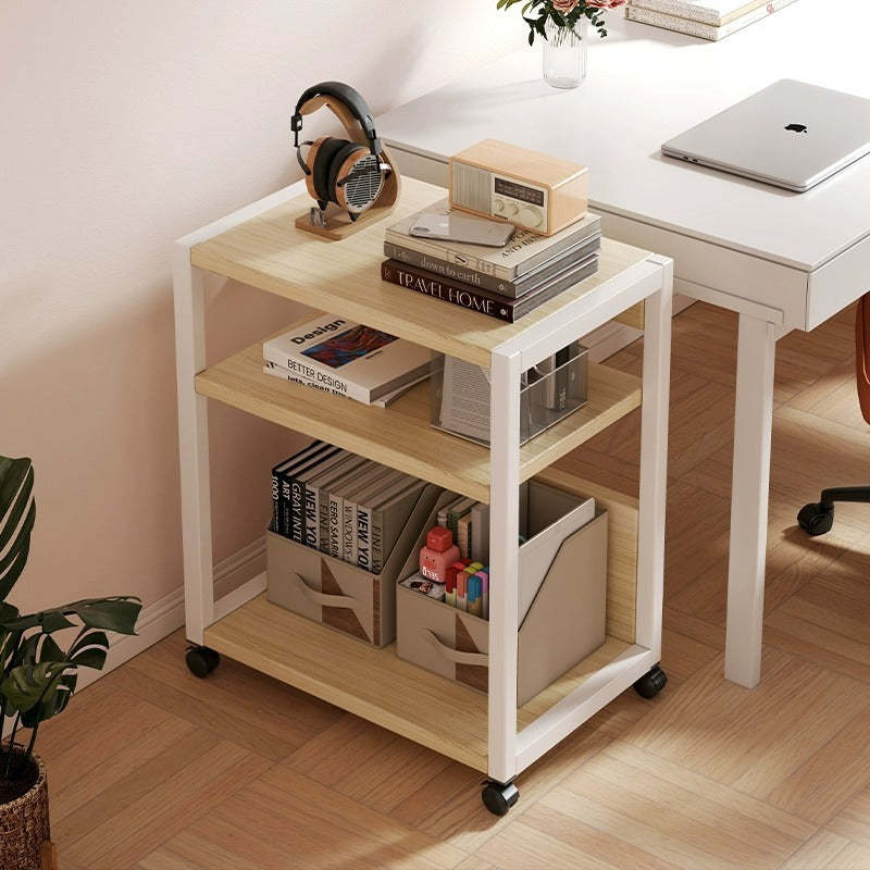 Minimalist Oak Plank Metal 2/3-Tier End Table