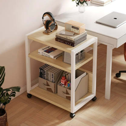 Minimalist Oak Plank Metal 2/3-Tier End Table