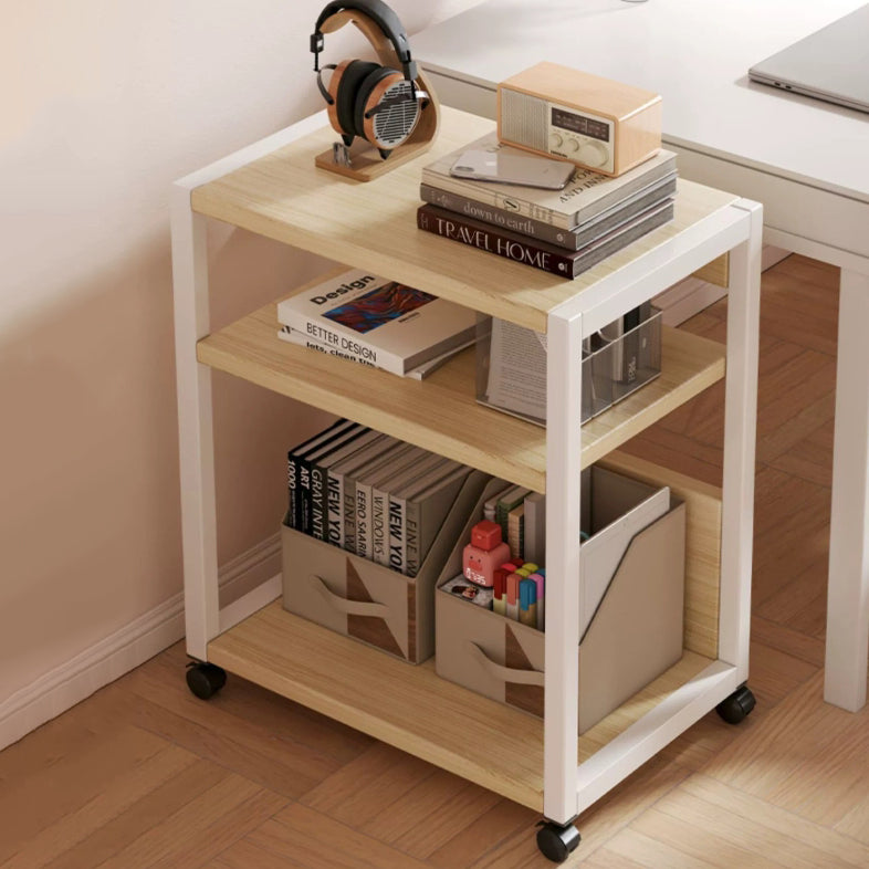 Minimalist Oak Plank Metal 2/3-Tier End Table — 2 / Walnut + Black Frame