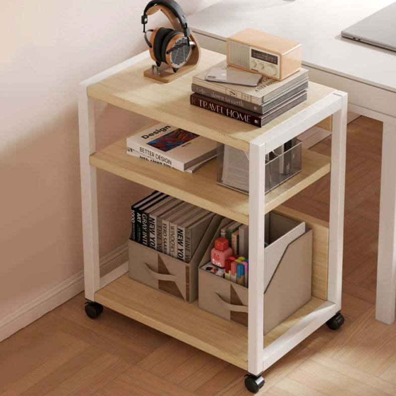 Minimalist Oak Plank Metal 2/3-Tier End Table — 2 / Walnut + Black Frame